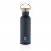 Bouteille En Acier Inoxydable Et Bambou 700ml Bleu Logo