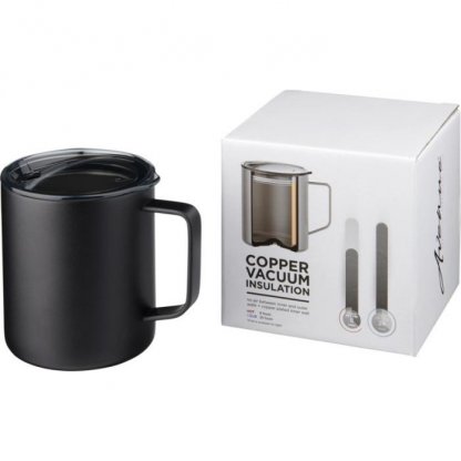 Mug Isotherme Double Paroi En Acier Inoxydable 420ml ROVER Noir Avec Boite