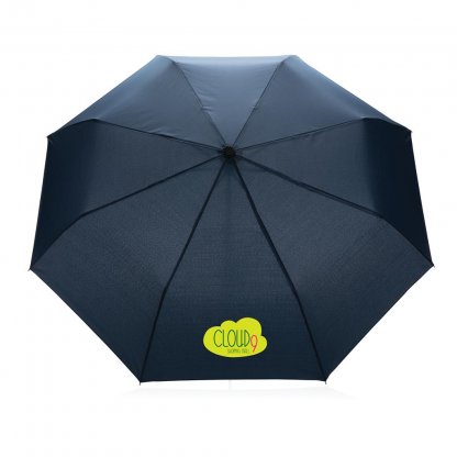 Parapluie 20,5 Pouces En PET Recyclé Et Bambou Bleu Marin Logo