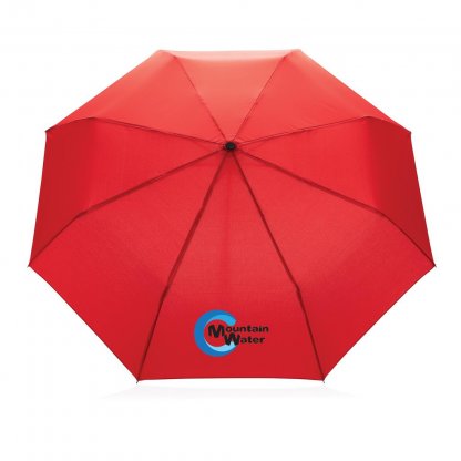Parapluie 20,5 Pouces En PET Recyclé Et Bambou Rouge Logo