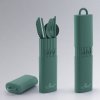 Set Couverts Réutilisables En Bioplastique BINI Vert Avec Logo Vertlapub