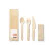 Set 3 Couverts Jetables En Bois Et Serviette Kraft SUYA Avec Sticker Set 3 Couverts Jetables En Bois Et Serviette Kraft SUYA Avec Sticker