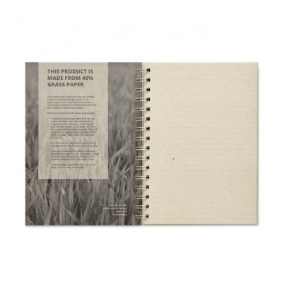 Carnet A5 En Papier D'herbe 15x21cm GRASS BOOK Vue De Face