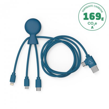 Câble De Charge Multi Connecteurs En ABS Biodégradable Et PET Recyclé OCTOPUS LONG Bleu