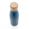 Bouteille Isotherme En Acier Inoxydable Et Bambou OUBA Bleu Sans Marquage