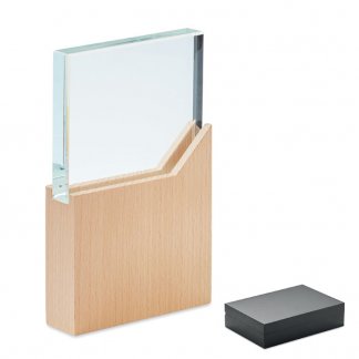 Plaque trophée personnalisable en cristal et bois - ZEAL