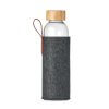 Bouteille En Verre Et Bambou Avec Pochette 500ml THAI De Face Bouteille En Verre Et Bambou Avec Pochette 500ml THAI De Face