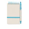 Carnet A6 + Stylo En Carton Et Papier Recyclé MITO SET Turquoise De Face Carnet A6 + Stylo En Carton Et Papier Recyclé MITO SET Turquoise De Face