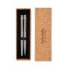 Parure De Stylos En Acier Inoxydable Recyclé Dans Coffret En Liège GRAZ SET Avec Marquage Parure De Stylos En Acier Inoxydable Recyclé Dans Coffret En Liège GRAZ SET Avec Marquage