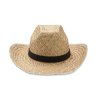 Chapeau En Paille Naturelle TEXAS Noir De Face Chapeau En Paille Naturelle TEXAS Noir De Face