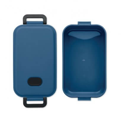 Lunch Box En PP Recyclé Avec Couvercle Hermétique 800ml INDUS Bleu Ouverte