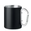 Mug Avec Poignée Mousqueton En Acier Inoxydable 300ml TRUMBA Noir De Face