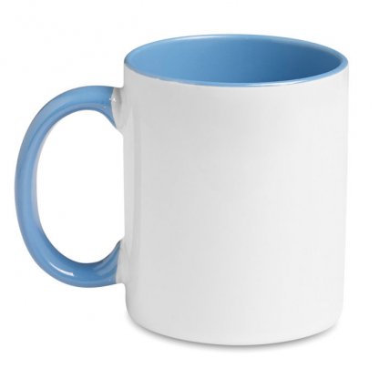 Mug En Céramique Avec Intérieur Et Poignée Colorés 300ml SUBLIMCOLY Bleu Côté
