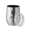 Verre Double Paroi En Acier Inoxydable Avec Couvercle 350ml CHIN CHAN Gris Avec Marquage Verre Double Paroi En Acier Inoxydable Avec Couvercle 350ml CHIN CHAN Gris Avec Marquage