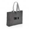 Grand Sac Shopping En Toile Recyclée Non Teintée 240g 32x14x57cm POKE Gris Anthracite Avec Marquage