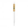 Stylo Bille En Plastique Recyclé Avec Clip En Bambou BOB Blanc Avec Marquage