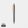 Stylo Bille En Plastique Recyclé Avec Clip En Bambou BOB Gris Co2