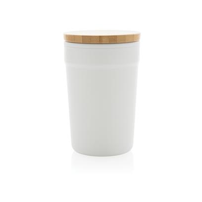Mug En Plastique Recyclé Et Bambou 300ml BAM Blanc De Face