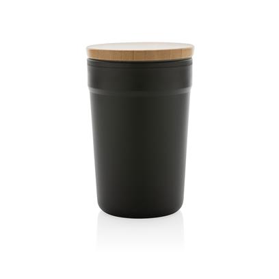 Mug En Plastique Recyclé Et Bambou 300ml BAM Noir De Face