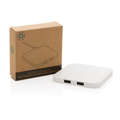 Chargeur Sans Fil Avec Ports USB En Plastique Recyclé 10W BIRO Avec Boite Blanc