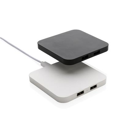 Chargeur Sans Fil Avec Ports USB En Plastique Recyclé 10W BIRO Les Deux Coloris