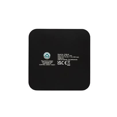 Chargeur Sans Fil Avec Ports USB En Plastique Recyclé 10W BIRO Noir De Dos