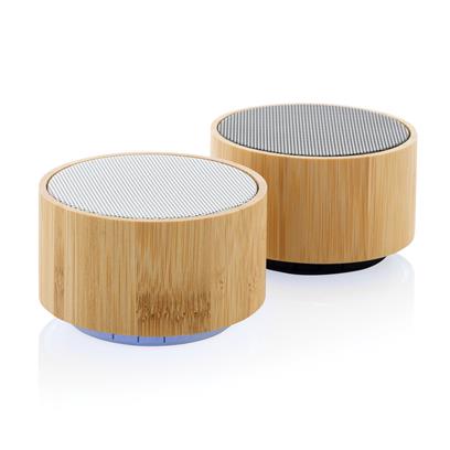 Enceinte Bluetooth Lumineuse En Bambou Certifié 3W ROUND Les Deux Coloris