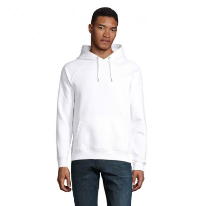 Sweat Shirt Mixte à Capuche En Coton Bio Et Polyester Recyclé – 280g – STELLAR Blanc De Face