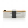 Lunch Box En Plastique Recyclé Et Bambou 700ml BAMCHETA Blanche De Face