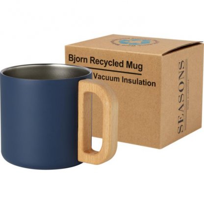 Mug Double Paroi En Acier Inoxydable Recyclé 360ml BJORN Bleu Avec Boite
