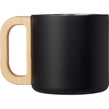Mug Double Paroi En Acier Inoxydable Recyclé 360ml BJORN Noir Face