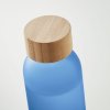 Bouteille En Verre Givré Avec Bouchon En Bambou 500ml ABE Bouchon Bleu Bouteille En Verre Givré Avec Bouchon En Bambou 500ml ABE Bouchon Bleu