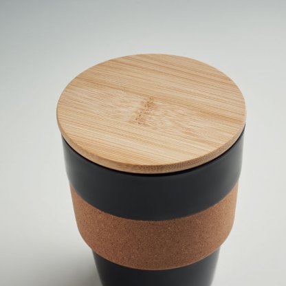 Mug En Plastique Recyclé Et Bambou 300ml GALAO Noir Et Bambou