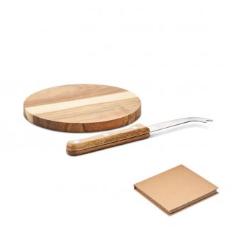 Petit plateau à fromage à personnaliser en bois d'acacia avec couteau - OSTUR