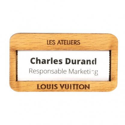 Badge Nominatif En Bois De Hêtre Massif Certifié NOMINABADGE Louis Vuitton Nom