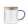 Mug Double Paroi En Verre Et Bambou 300ml FARBI Bleu Mug Double Paroi En Verre Et Bambou 300ml FARBI Bleu