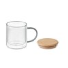 Mug Double Paroi En Verre Et Bambou 300ml FARBI Gris Et Couvercle Mug Double Paroi En Verre Et Bambou 300ml FARBI Gris Et Couvercle
