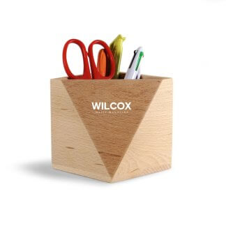 pot à crayons biseauté personnalisé en bois de hêtre hexawoo