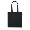 Sac Shopping Avec Soufflet En Coton Bio 220g 38x9x42cm BENTE Noir étiquette