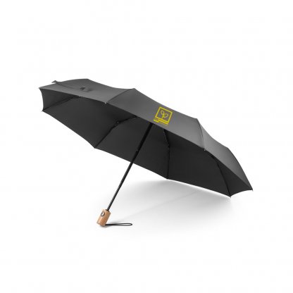 Parapluie Pongé Pliable En PET Recyclé Ø99cm RIVER Parapluie Noir Avec Marquage