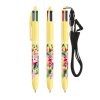 Stylo Bille 4 Couleurs BIC 4 COLOURS PASTEL Pastel Jaune Avec Lanyard
