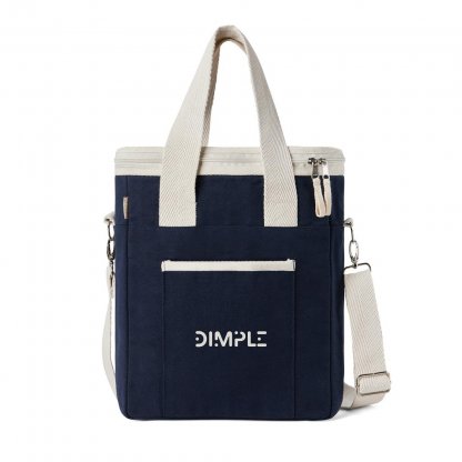 Tote Bag Isotherme En Coton Recyclé 34x25x12cm DIMPLE Tote Bag Bleu Marine Avec Marquage