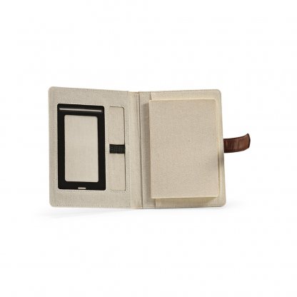 Conférencier Porte Tablette A5 En Coton Recyclé ELIOT Naturel Ouvert