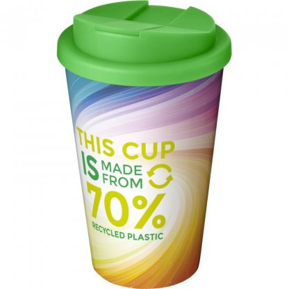 Mug Double Paroi 360 En Plastique Recyclé Avec Couvercle Anti Déversement 350ml Couvercle Vert