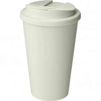 Mug double paroi publicitaire en bioplastique avec couvercle anti-déversement - 350ml