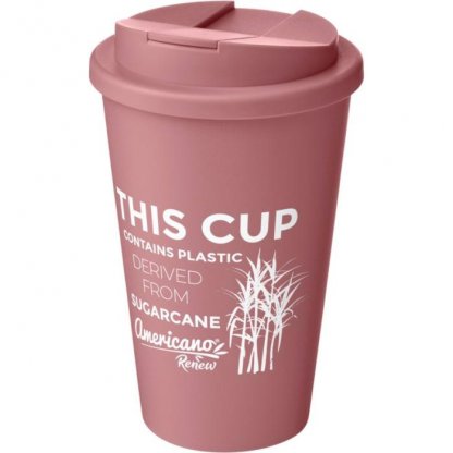 Mug Double Paroi En Bioplastique Avec Couvercle Anti Déversement 350ml Rose