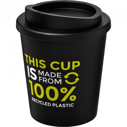 Mug Double Paroi En Plastique Recyclé 250ml Noir Avec Marquage