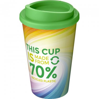 Mug Double Paroi En Plastique Recyclé 350ml Couvercle Vert