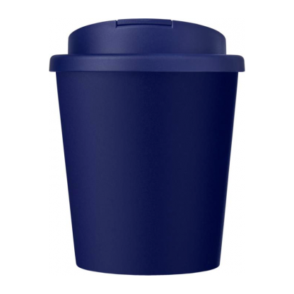 Mug Double Paroi En Plastique Recyclé Avec Couvercle Anti Déversement 250ml Bleu Marine De Face