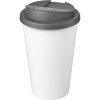 Mug Double Paroi En Plastique Recyclé Avec Couvercle Anti Déversement 350ml Blanc Couvercle Gris